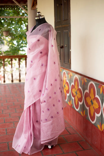 LILAC FLORAL KORA SILK SAREE