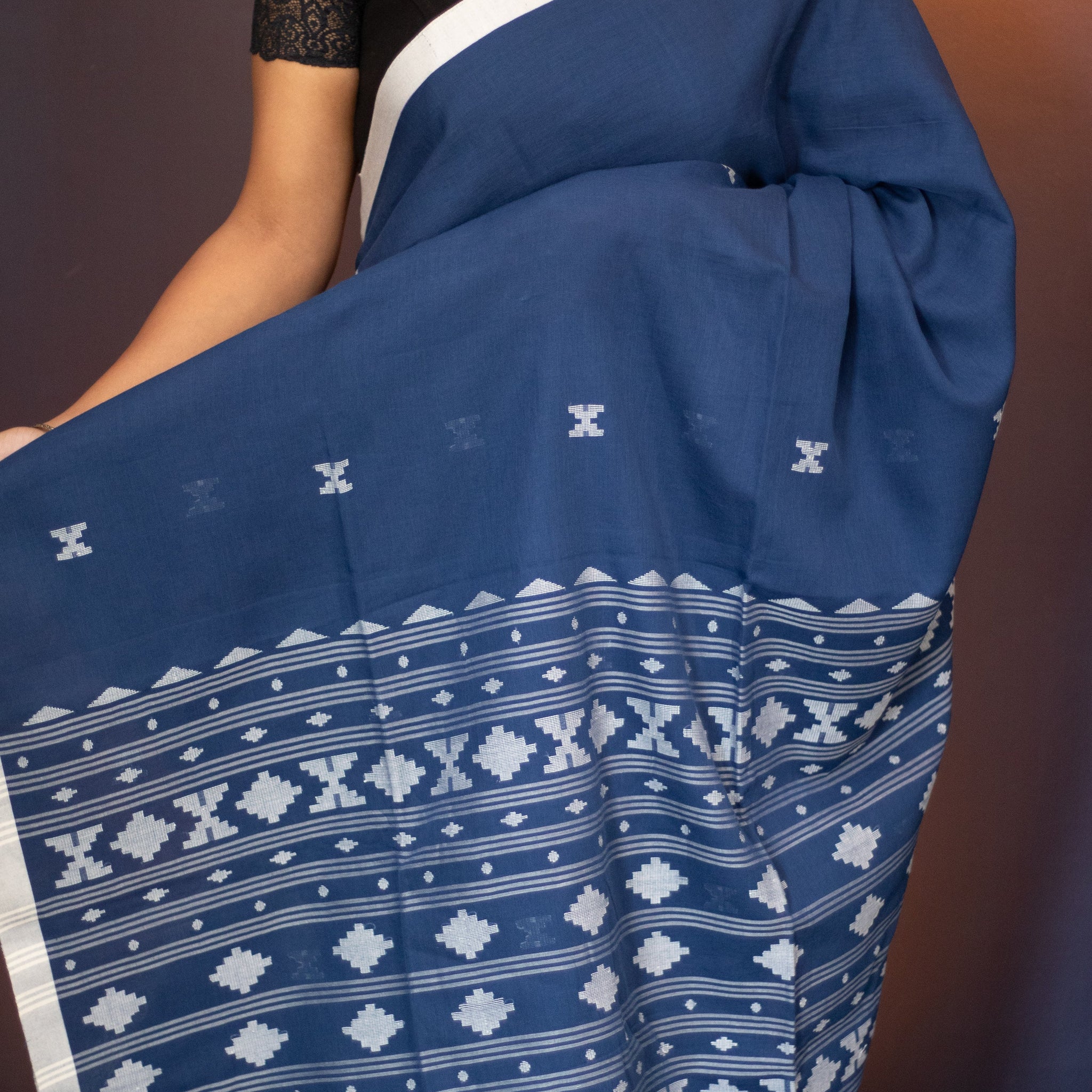 NAVY BLUE JAMDANI COTTON SAREE