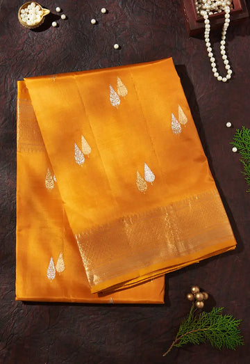 MANGO YELLOW BANARASI KATHAN SILK SAREE