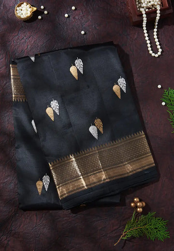 BLACK BANARASI KATHAN SILK SAREE