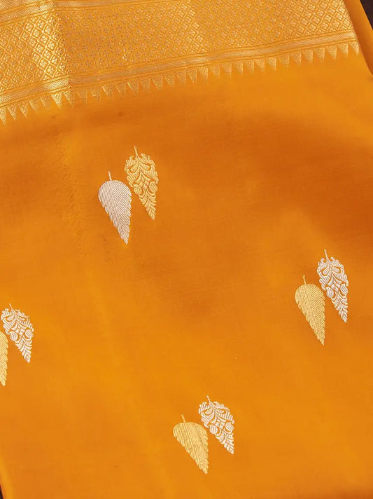 MANGO YELLOW BANARASI KATHAN SILK SAREE