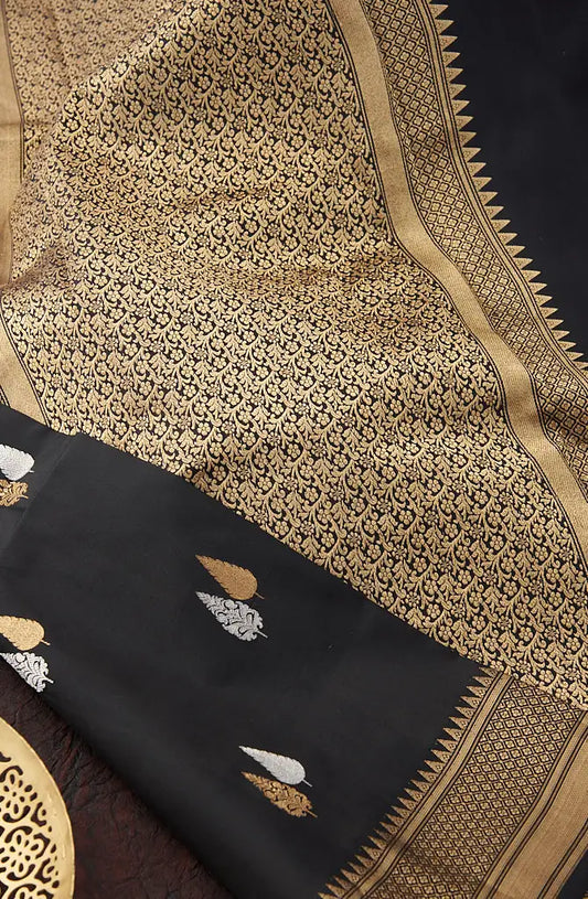 BLACK BANARASI KATHAN SILK SAREE