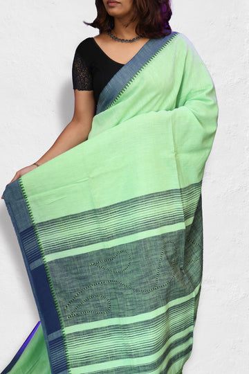 LIGHT GREEN PURE HANDLOOM COTTON SAREE