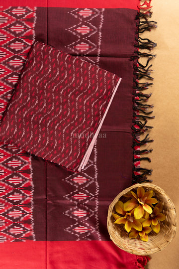 MAROON & RED IKKAT COTTON SUIT SET