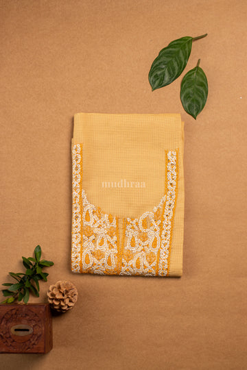 Marigold kota cotton embroidered suit set