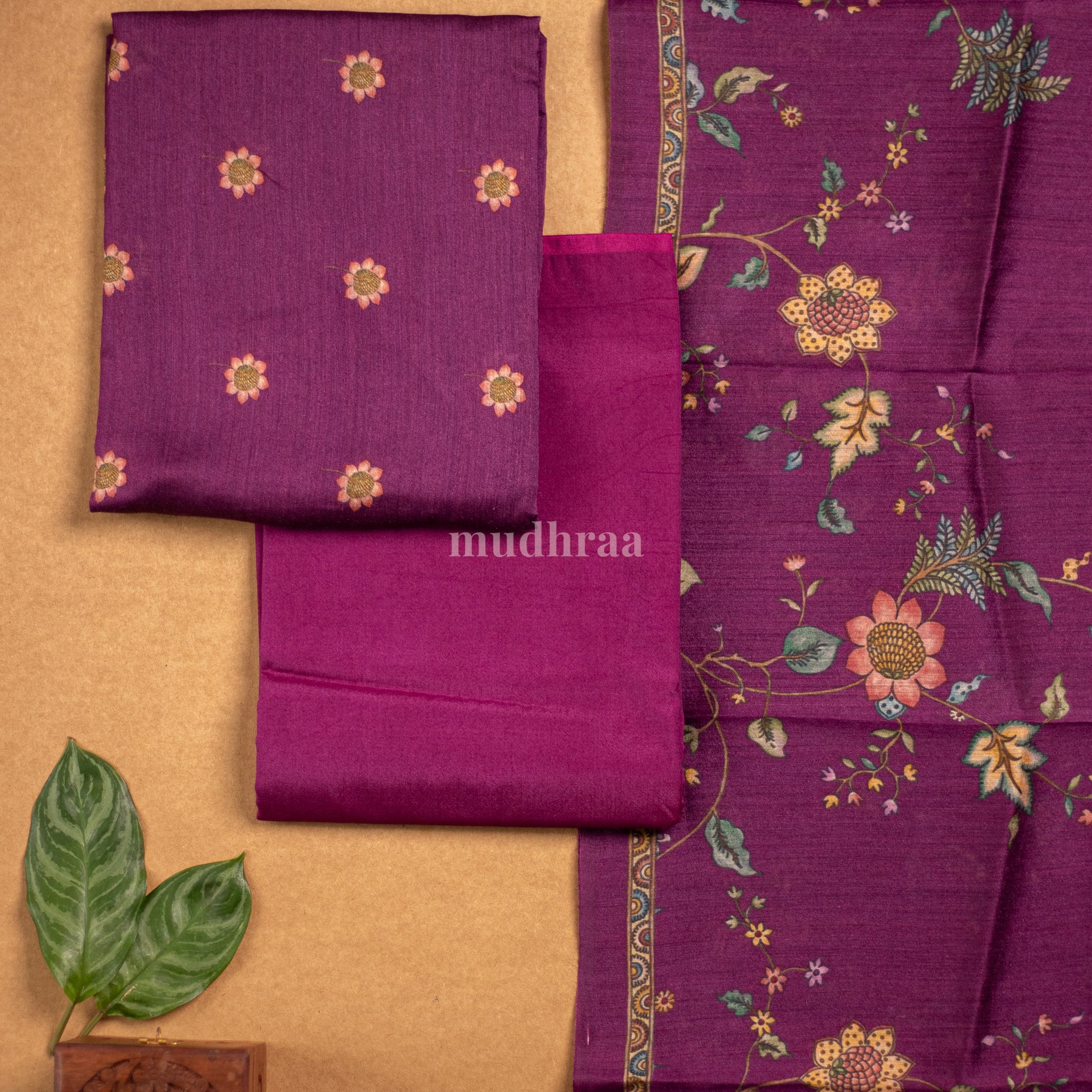 PURPLE MOONGA SILK SUIT SET