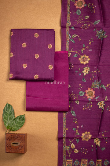 PURPLE MOONGA SILK SUIT SET