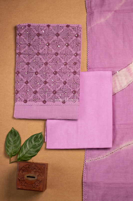 LILAC EMBROIDERED KOTA COTTON SUIT