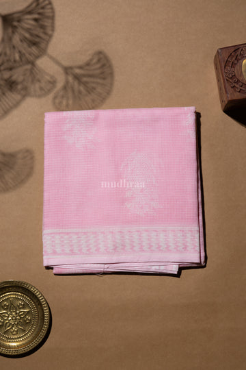 Baby Pink handblock printed Kota cotton saree