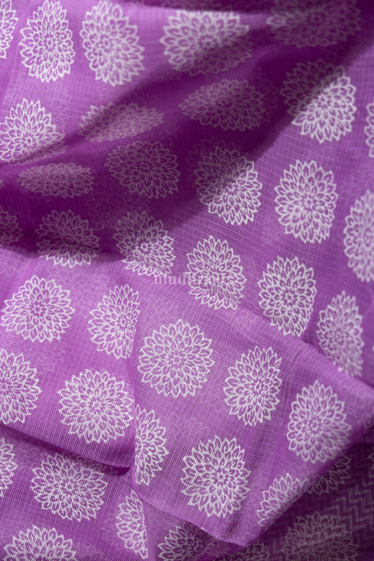 Electric lavender handblock printed kota cotton saree