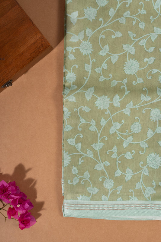 Tea Green Chanderi Silk Saree