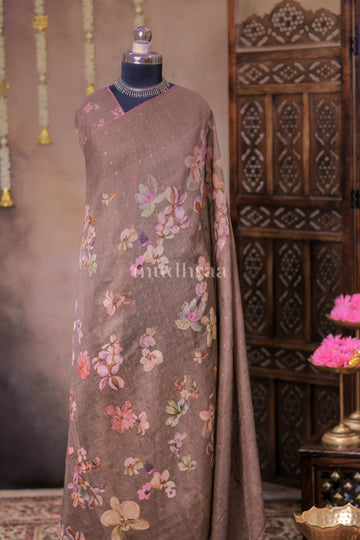 GOLDEN DUST SEQUIN TISSUE TUSSAR SAREE