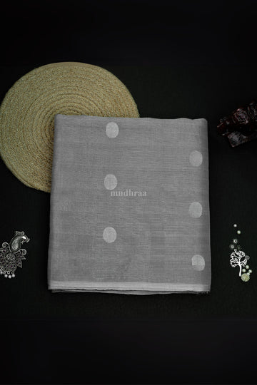 Grey Pure Tissue Chanderi Polka Saree