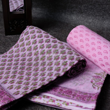 BABY PINK HANDBLOCK PRINTED KOTA COTTON SUIT SET