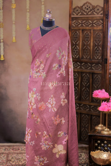 PINK GLITTER SEQUIN TISSUE TUSSAR SAREE
